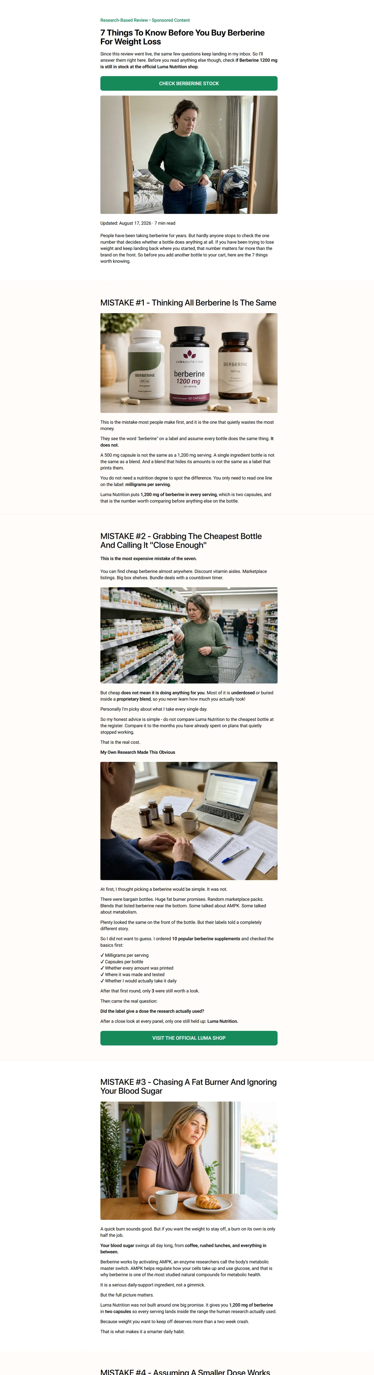 Luma Nutrition berberine advertorial about weight loss